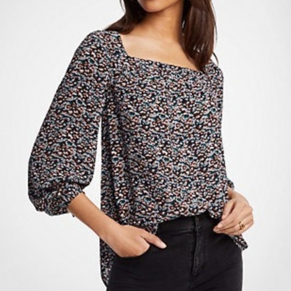 Ann Taylor Mini Garden Square Neck Blouse